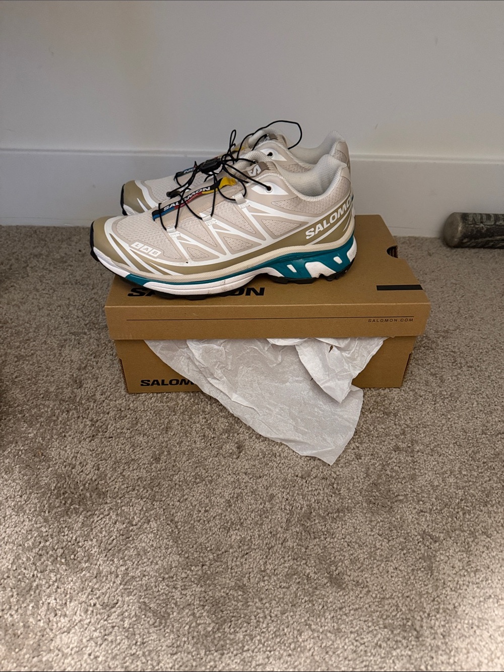 Salomon White Teal Trail Running Shoes